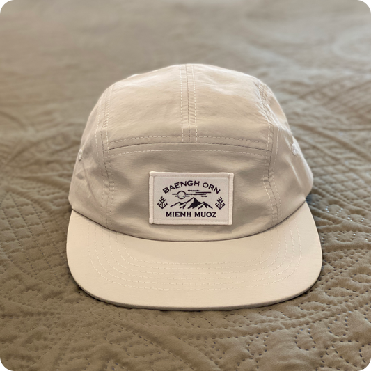 Cream 5 Panel Camper Hat - Iu Mien Baengh Orn