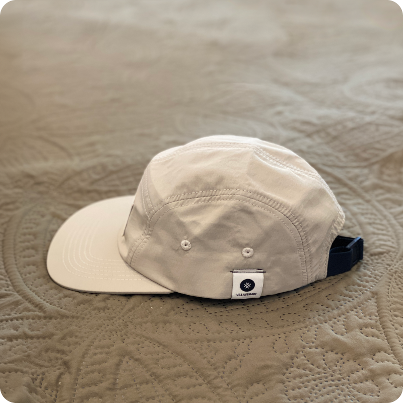 Cream 5 Panel Camper Hat - Iu Mien Baengh Orn