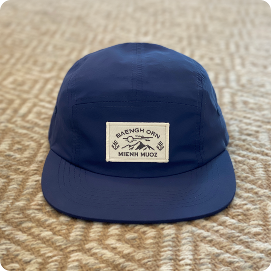 Navy 5 Panel Camper Hat - Iu Mien Baengh Orn