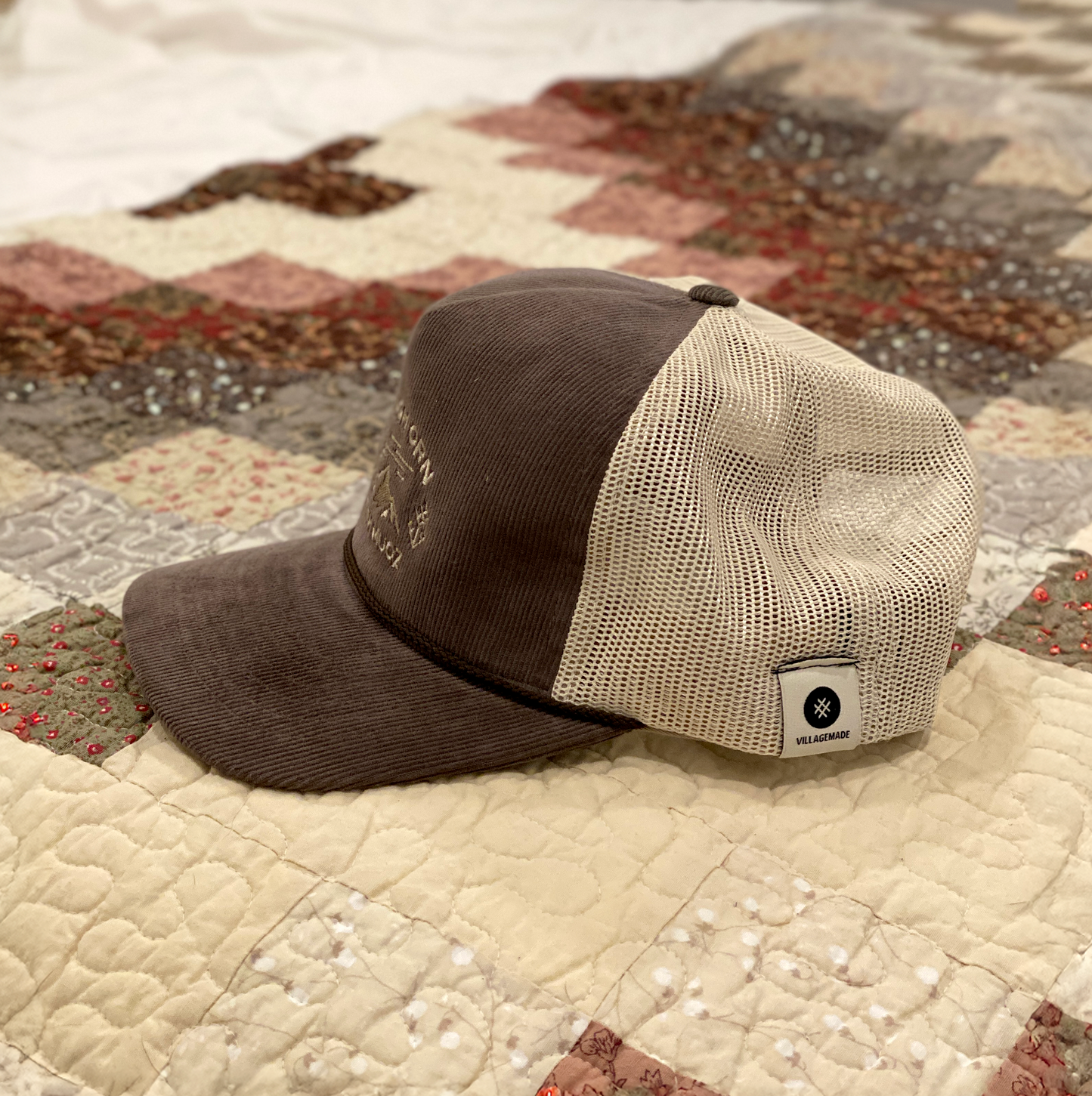Brown Corduroy Cap - Iu Mien Baengh Orn