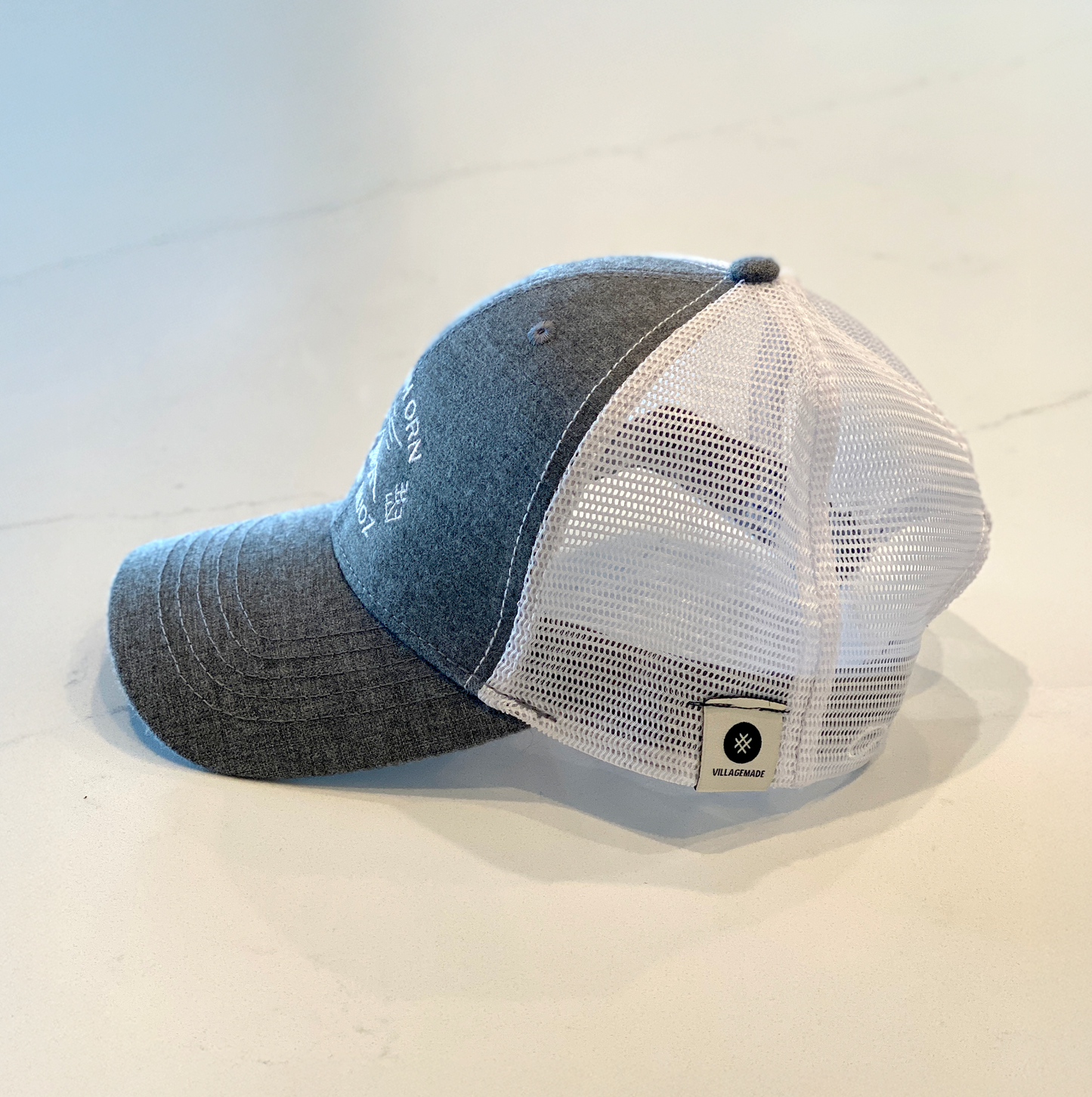 Grey Ponytail Trucker Cap - Iu Mien Baengh Orn